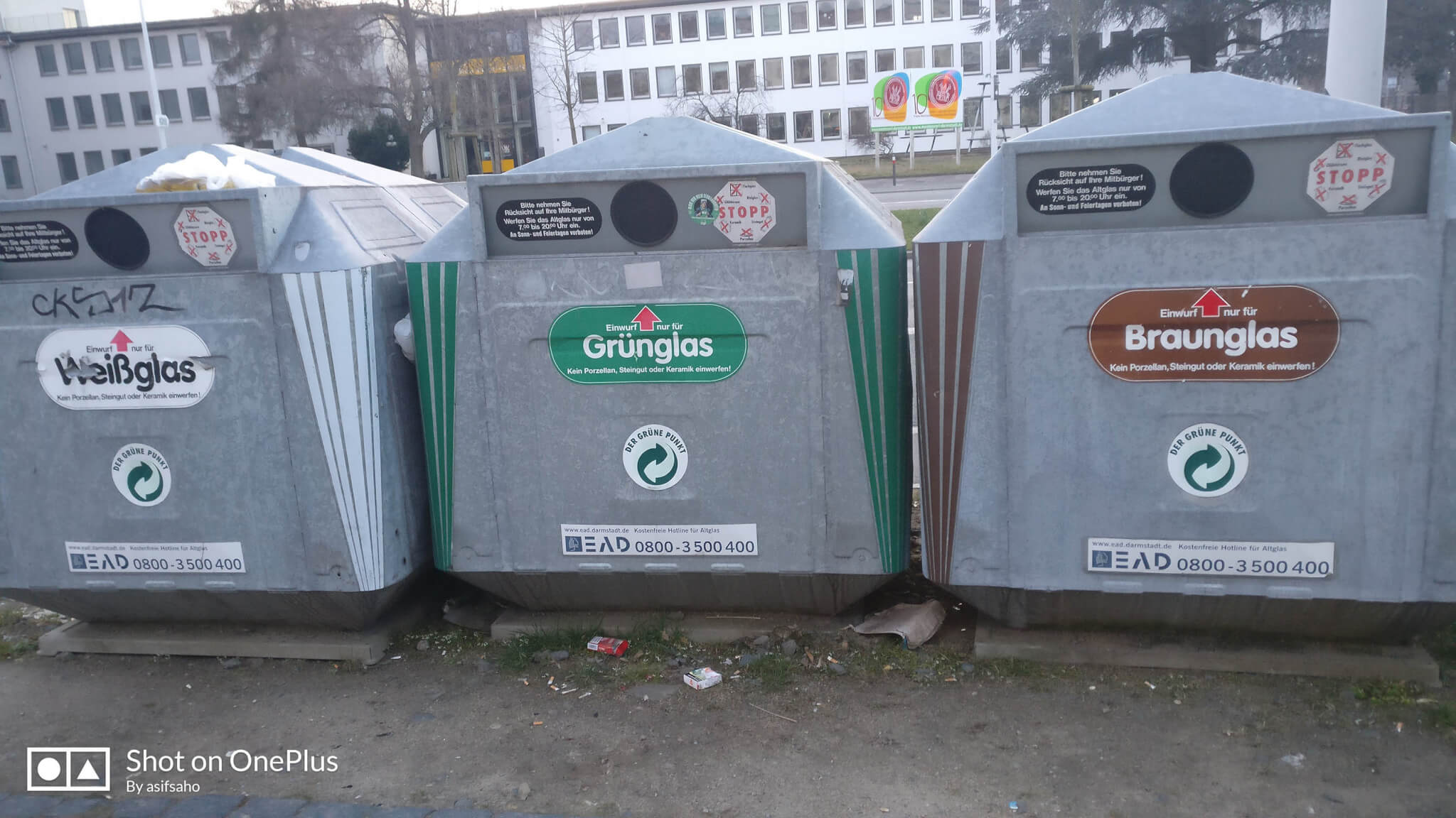 Three trash just for dropping glass bottles germany